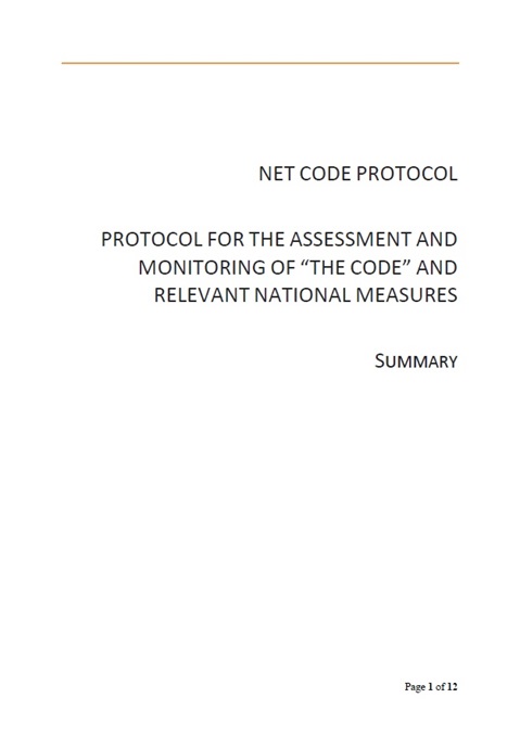 Protocol for the assessment and monitoring of "The Code" and relevant national measures