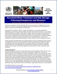 Household water treatment and safe storage  following emergencies and disasters